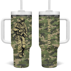 Veteran Camouflage Tumbler With Handle Personalized TS04 One Size: 40 oz Multicolor Print Your Wear