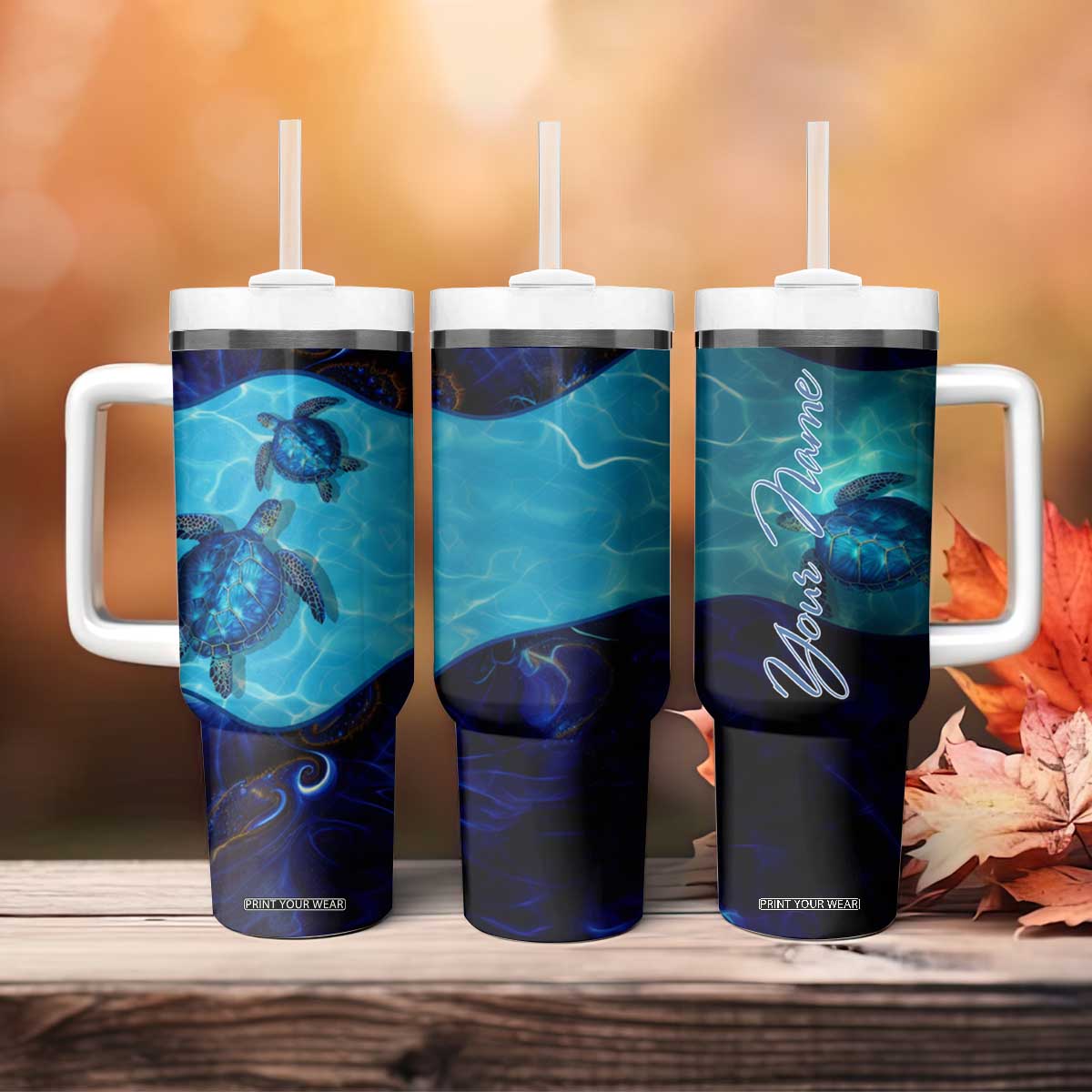 Sea Turtle Tumbler With Handle Personalized TS04 Print Your Wear
