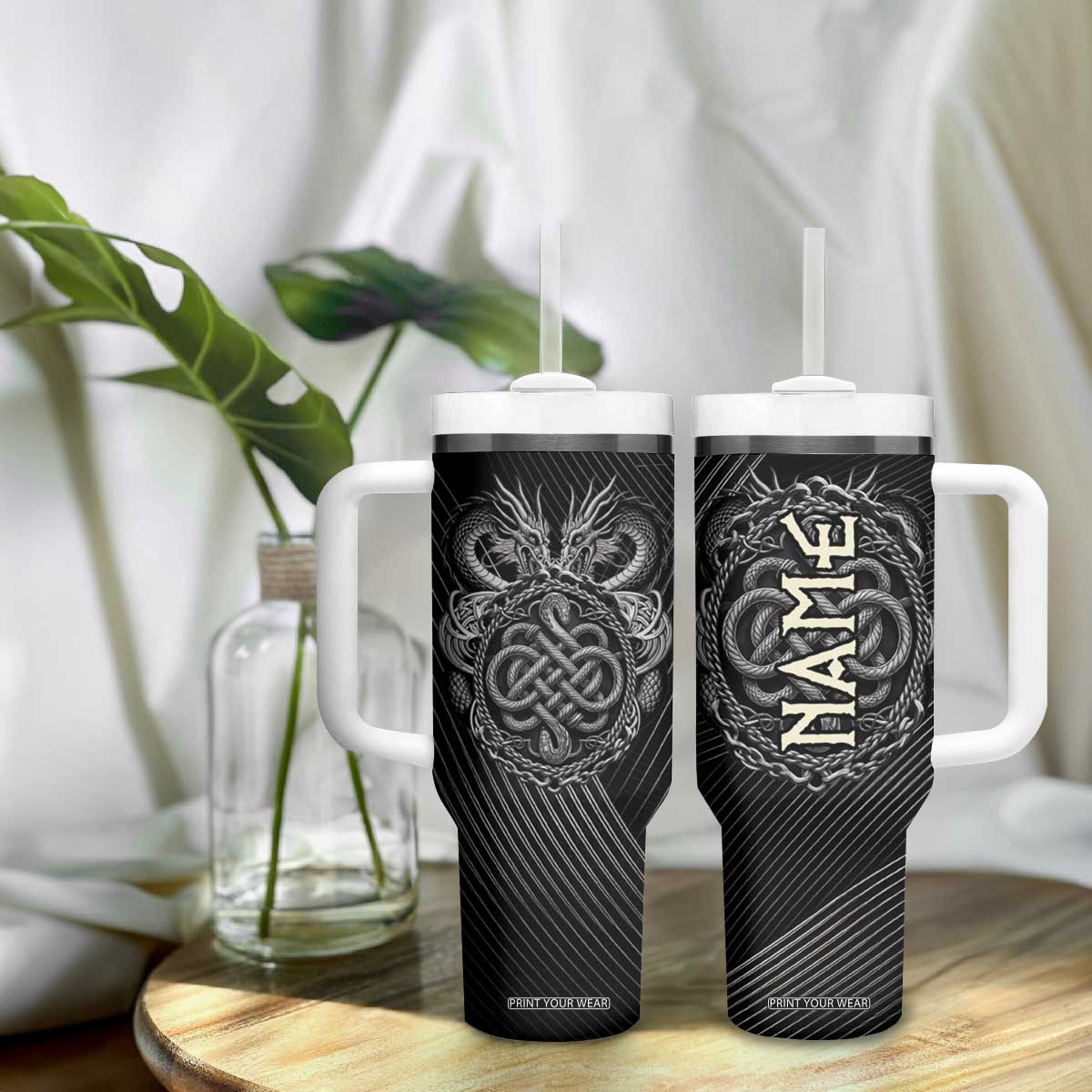 Viking Winged Dragon Tumbler With Handle Personalized TS04 Print Your Wear