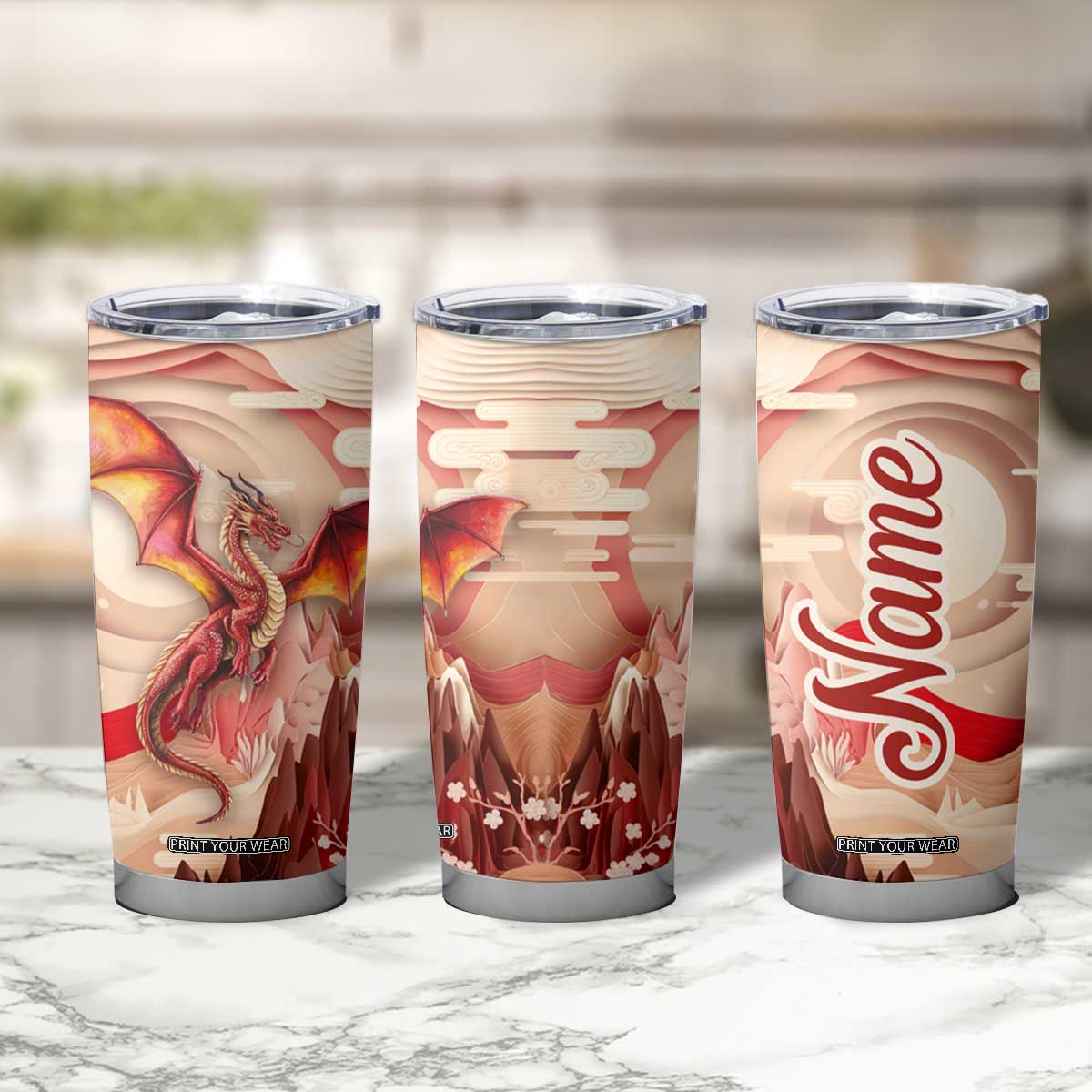 Dragon Quiling Paper Tumbler Cup Personalized TS04 Print Your Wear
