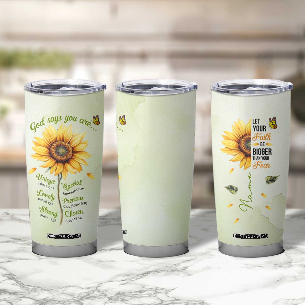 Over Fear Sunflower Tumbler Cup Personalized TS04 Print Your Wear