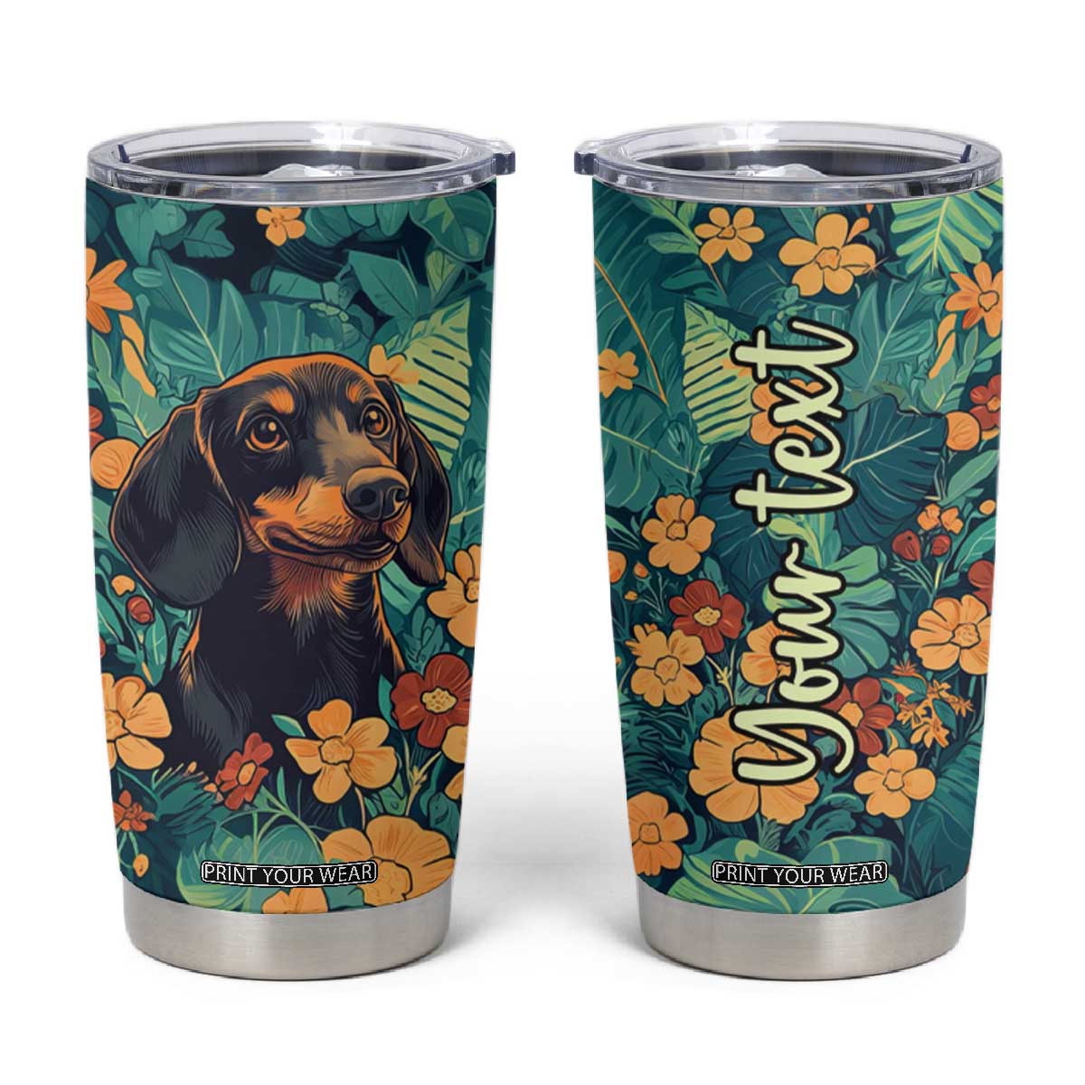 Retro Dachshund Tumbler Cup Personalized TS04 Multicolor Print Your Wear