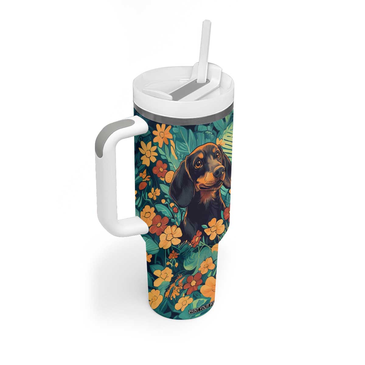 Retro Dachshund Tumbler With Handle Personalized TS04 Print Your Wear
