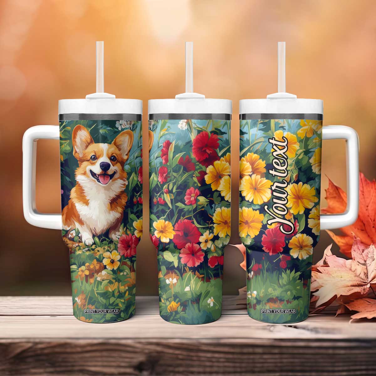 Retro Corgi Tumbler With Handle Personalized TS04 Print Your Wear