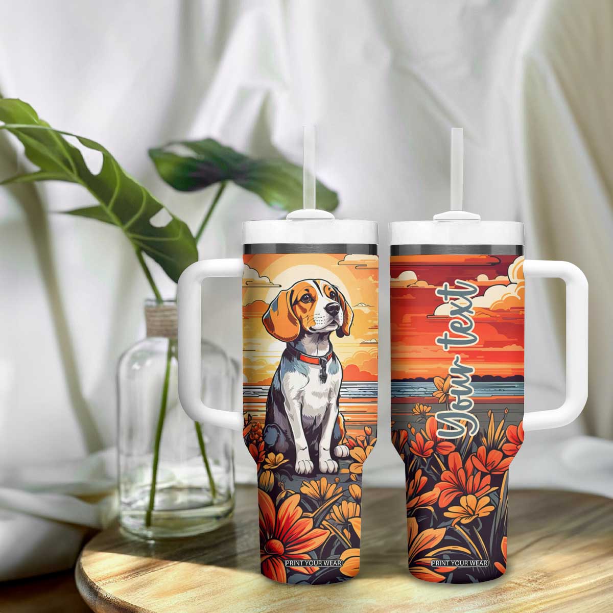 Retro Beagle Tumbler With Handle Personalized TS04 Print Your Wear