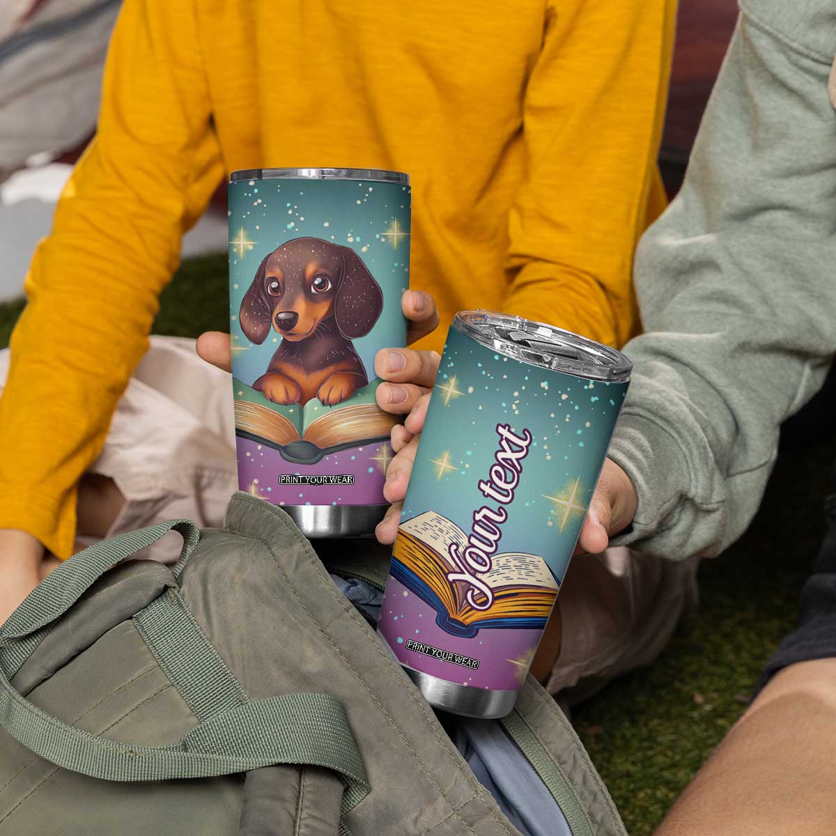 Cute Dachshund Reading Books Tumbler Cup Personalized TS04 Print Your Wear