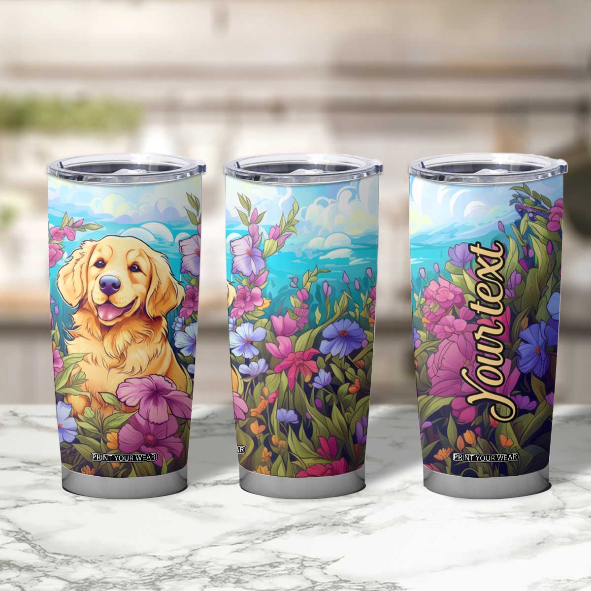 Retro Golden Retriever Tumbler Cup Personalized TS04 Print Your Wear