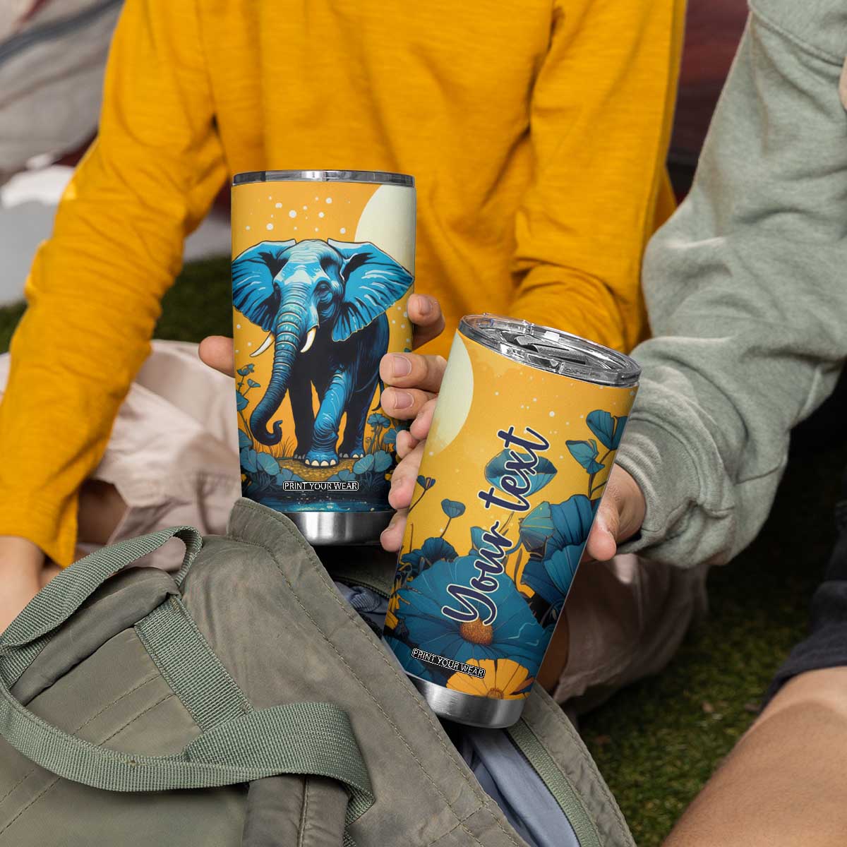 Retro Elephant Tumbler Cup Personalized TS04 Print Your Wear