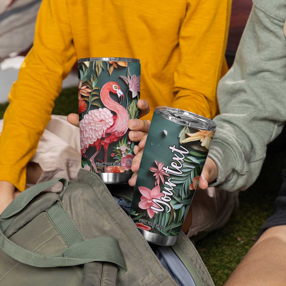 Flamingo Paper Quiling Tumbler Cup Personalized TS04 Print Your Wear