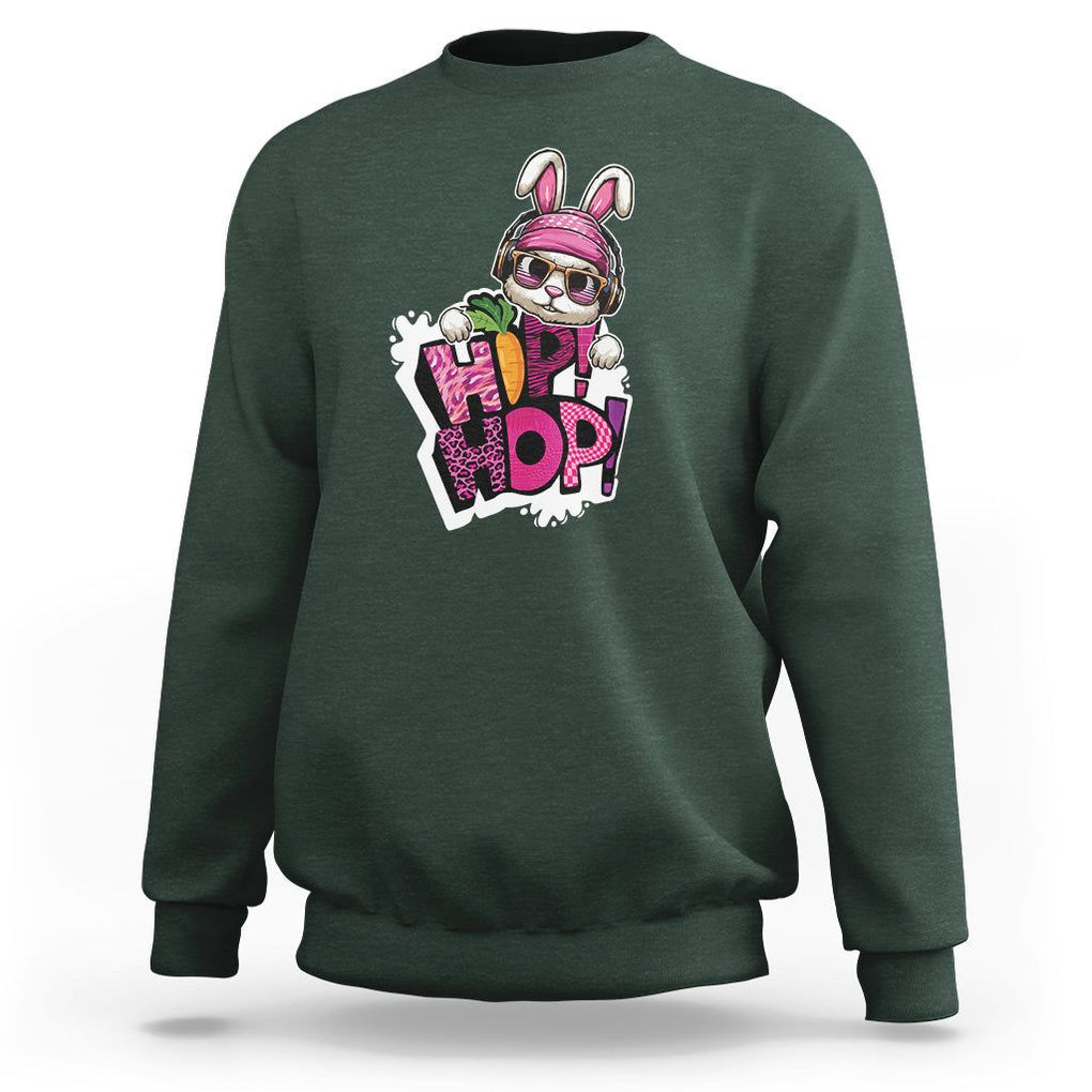 Easter Day Cool Hip Hop Bunny Sweatshirt TS09 Dark Forest Green Printyourwear