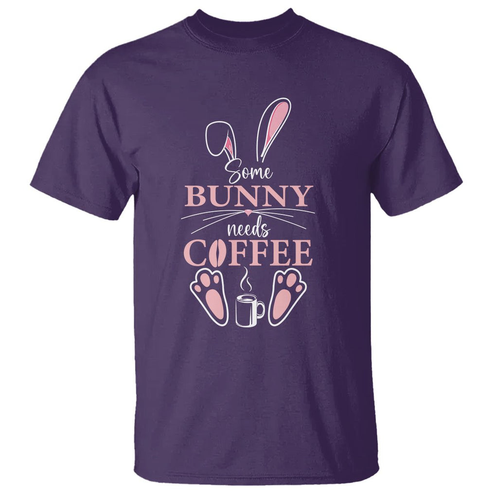 Easter Day T Shirt Funny Some Bunny Needs Coffee TS09 Purple Printyourwear