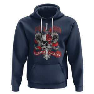 Viking Hoodie FxxK Heaven Valhalla Awaits Norse Mythology TS09 Navy Printyourwear