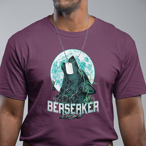 Viking T Shirt Berserk Wolf Warrior Odin Norse Mythology TS09 Maroon Printyourwear