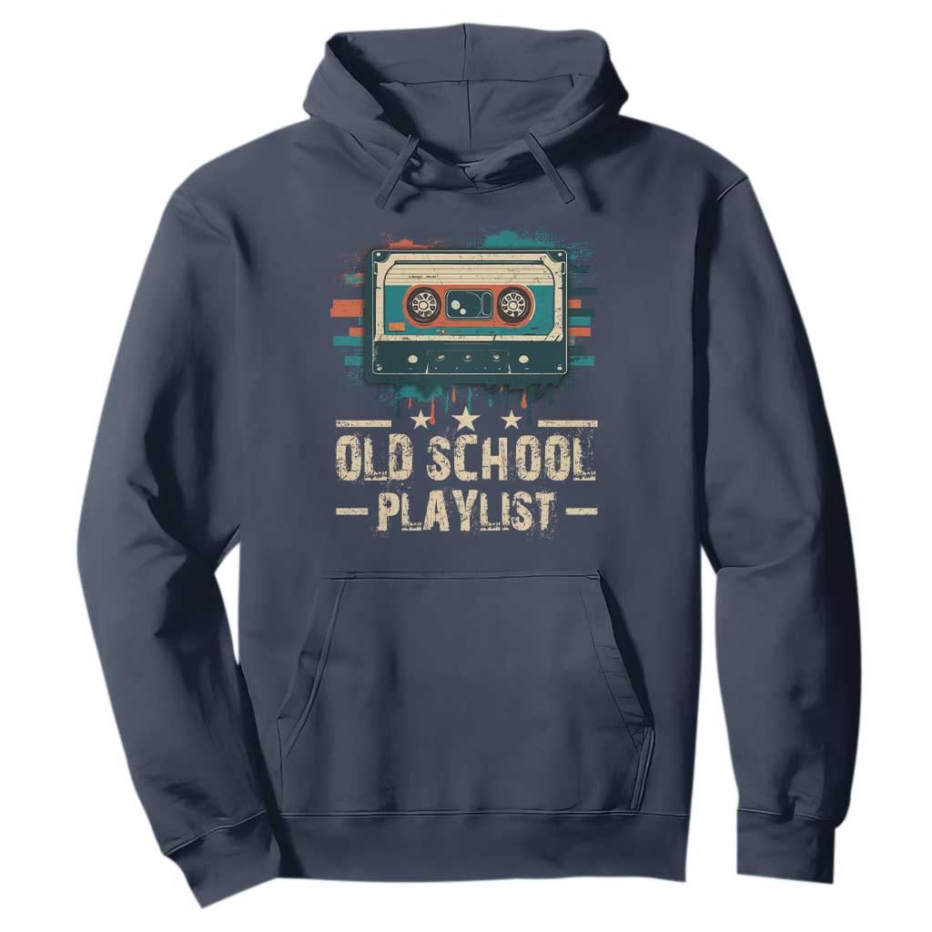 Old School Playlist Hoodie Retro Cassette Hip Hop Lover TS09 Navy Print Your Wear