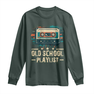 Old School Playlist Long Sleeve Shirt Retro Cassette Hip Hop Lover TS09 Dark Forest Green Print Your Wear