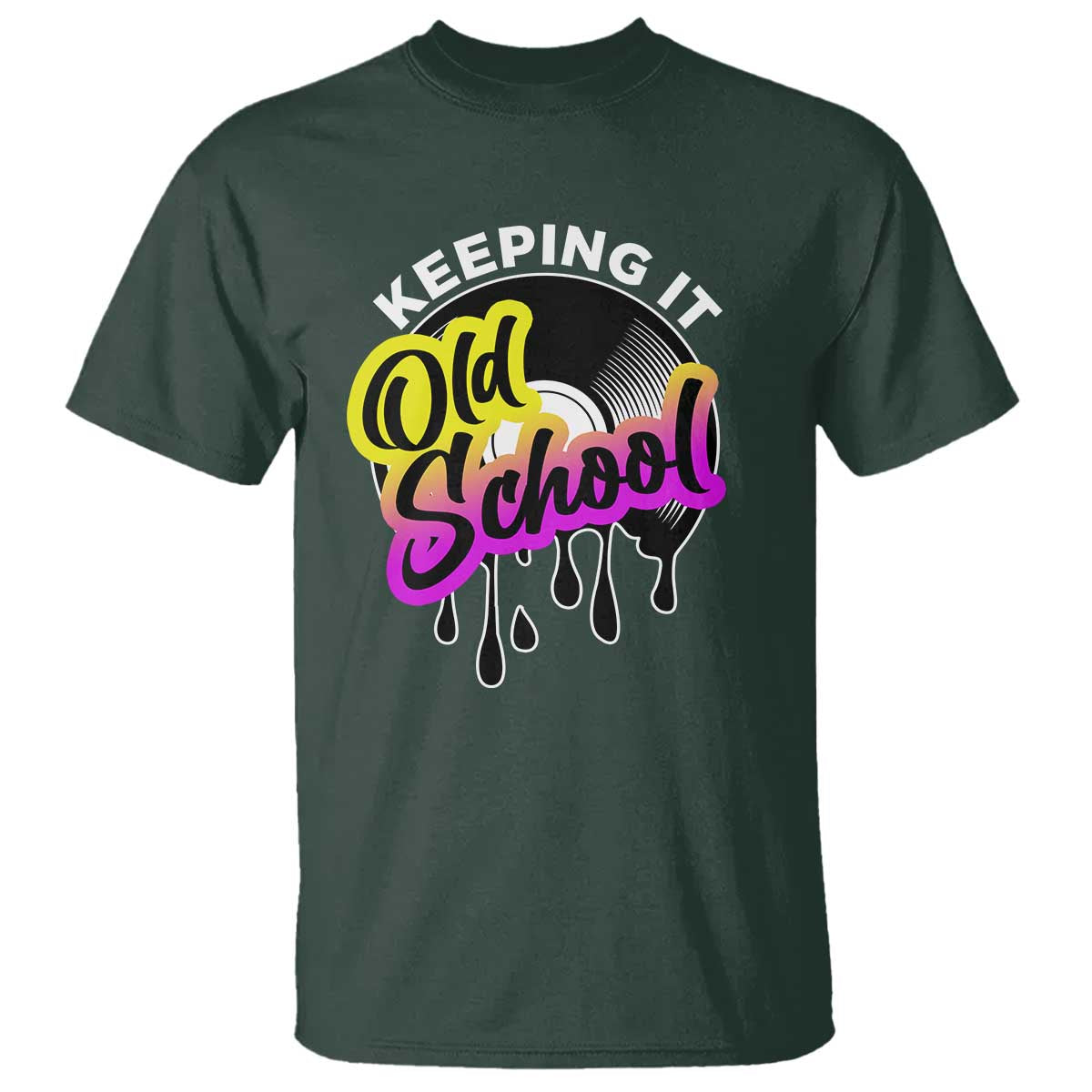 Hip Hop Keeping It Old School T Shirt TS09 Dark Forest Green Print Your Wear