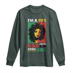 Hip Hop RnB Long Sleeve Shirt I'm A 90's R&B Kinda Girl Retro Cassettle TS09 Dark Forest Green Print Your Wear