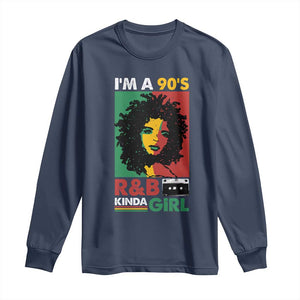 Hip Hop RnB Long Sleeve Shirt I'm A 90's R&B Kinda Girl Retro Cassettle TS09 Navy Print Your Wear