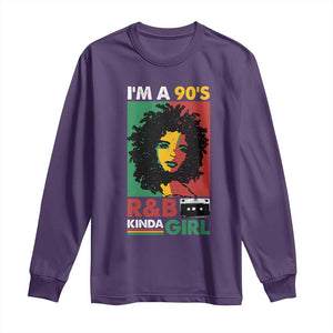 Hip Hop RnB Long Sleeve Shirt I'm A 90's R&B Kinda Girl Retro Cassettle TS09 Purple Print Your Wear