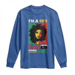 Hip Hop RnB Long Sleeve Shirt I'm A 90's R&B Kinda Girl Retro Cassettle TS09 Royal Blue Print Your Wear