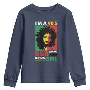 Hip Hop RnB Youth Sweatshirt I'm A 90's R&B Kinda Girl Retro Cassettle TS09 Navy Print Your Wear