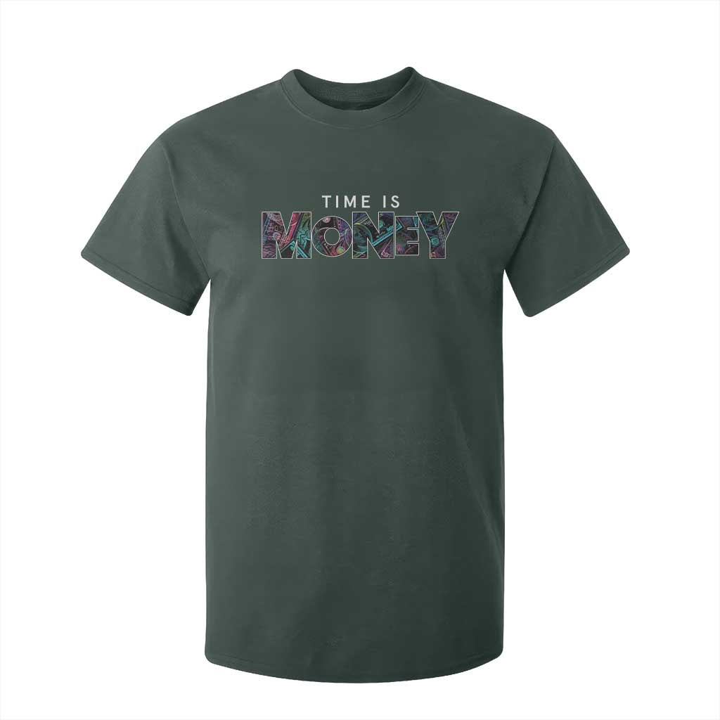 Time Is Money T Shirt For Kid TS09 Dark Forest Green Print Your Wear
