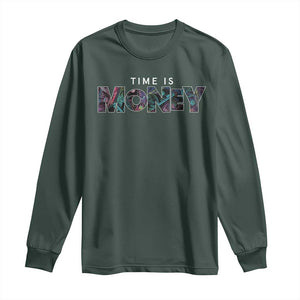 Time Is Money Long Sleeve Shirt TS09 Dark Forest Green Print Your Wear