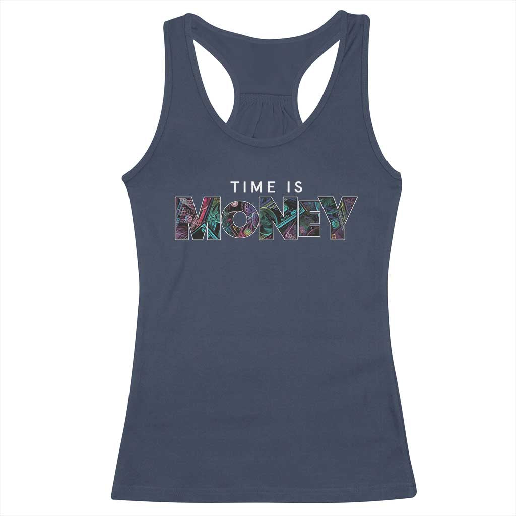 Time Is Money Racerback Tank Top TS09 Navy Print Your Wear