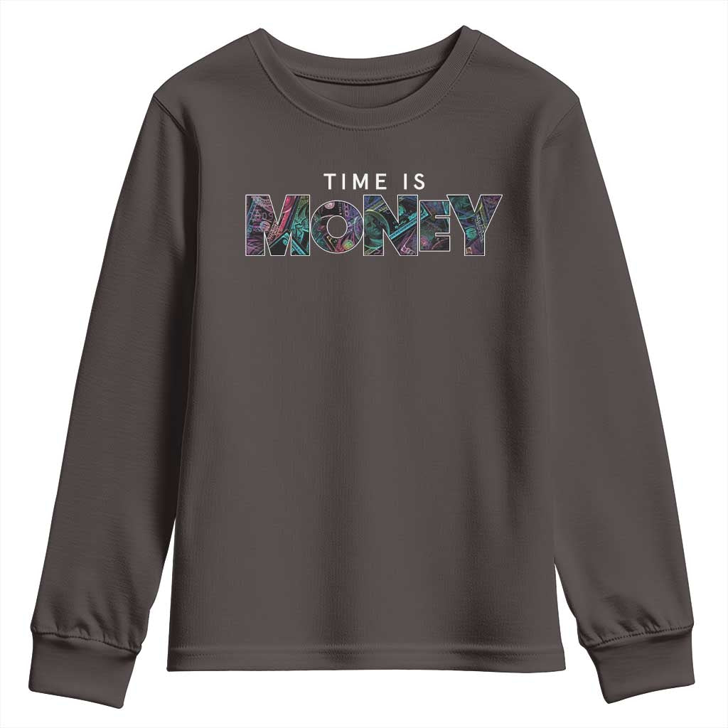 Time Is Money Youth Sweatshirt TS09 Dark Chocolate Print Your Wear