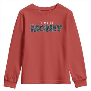 Time Is Money Youth Sweatshirt TS09 Red Print Your Wear