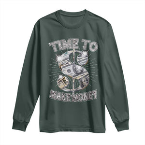 Time To Make Money Long Sleeve Shirt TS09 Dark Forest Green Print Your Wear