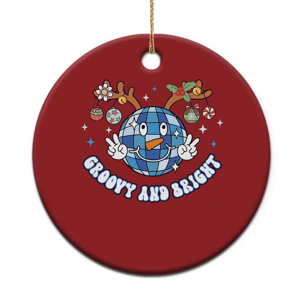 Groovy And Bright Merry Christmas Disco Ball Reindeer Christmas Ornament TS09 Print Your Wear