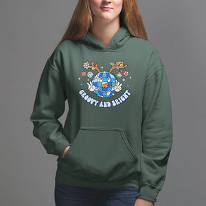 Groovy And Bright Merry Christmas Disco Ball Reindeer Hoodie TS09 Dark Forest Green Printyourwear