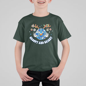 Groovy And Bright Merry Christmas Disco Ball Reindeer T Shirt For Kid TS09 Dark Forest Green Printyourwear