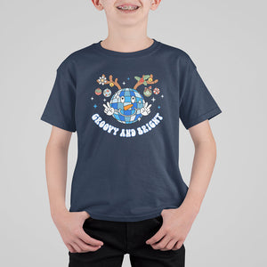 Groovy And Bright Merry Christmas Disco Ball Reindeer T Shirt For Kid TS09 Navy Printyourwear