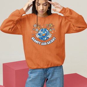 Groovy And Bright Merry Christmas Disco Ball Reindeer Sweatshirt TS09 Navy Printyourwear