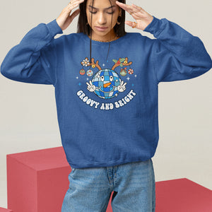 Groovy And Bright Merry Christmas Disco Ball Reindeer Sweatshirt TS09 Royal Blue Printyourwear