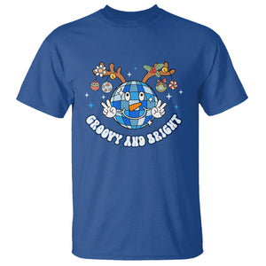 Groovy And Bright Merry Christmas Disco Ball Reindeer T Shirt TS09 Royal Blue Printyourwear