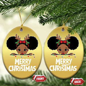 African American Xmas Christmas Ornament Cute Black Girl Kids Merry Christmas TS09 Oval Gold Print Your Wear