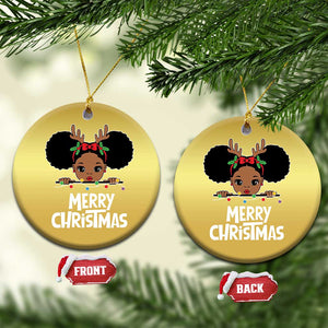 African American Xmas Christmas Ornament Cute Black Girl Kids Merry Christmas TS09 Circle Gold Print Your Wear