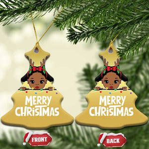 African American Xmas Christmas Ornament Cute Black Girl Kids Merry Christmas TS09 Christmas Tree Gold Print Your Wear