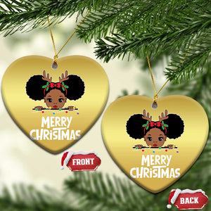 African American Xmas Christmas Ornament Cute Black Girl Kids Merry Christmas TS09 Heart Gold Print Your Wear