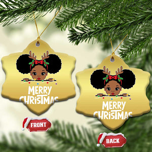 African American Xmas Christmas Ornament Cute Black Girl Kids Merry Christmas TS09 Snow Flake Gold Print Your Wear