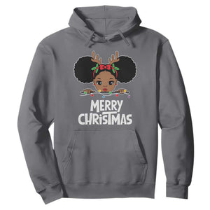 African American Xmas Hoodie Cute Black Girl Kids Merry Christmas TS09 Charcoal Printyourwear