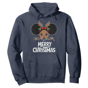 African American Xmas Hoodie Cute Black Girl Kids Merry Christmas TS09 Navy Printyourwear