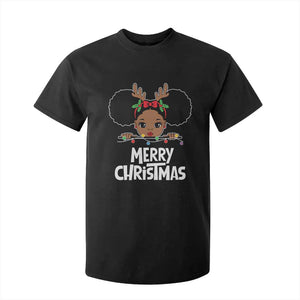 African American Xmas T Shirt For Kid Cute Black Girl Kids Merry Christmas TS09 Black Printyourwear