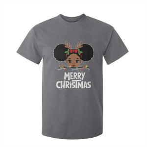 African American Xmas T Shirt For Kid Cute Black Girl Kids Merry Christmas TS09 Charcoal Printyourwear