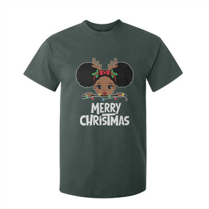 African American Xmas T Shirt For Kid Cute Black Girl Kids Merry Christmas TS09 Dark Forest Green Printyourwear