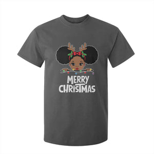 African American Xmas T Shirt For Kid Cute Black Girl Kids Merry Christmas TS09 Dark Heather Printyourwear