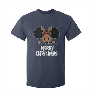 African American Xmas T Shirt For Kid Cute Black Girl Kids Merry Christmas TS09 Navy Printyourwear